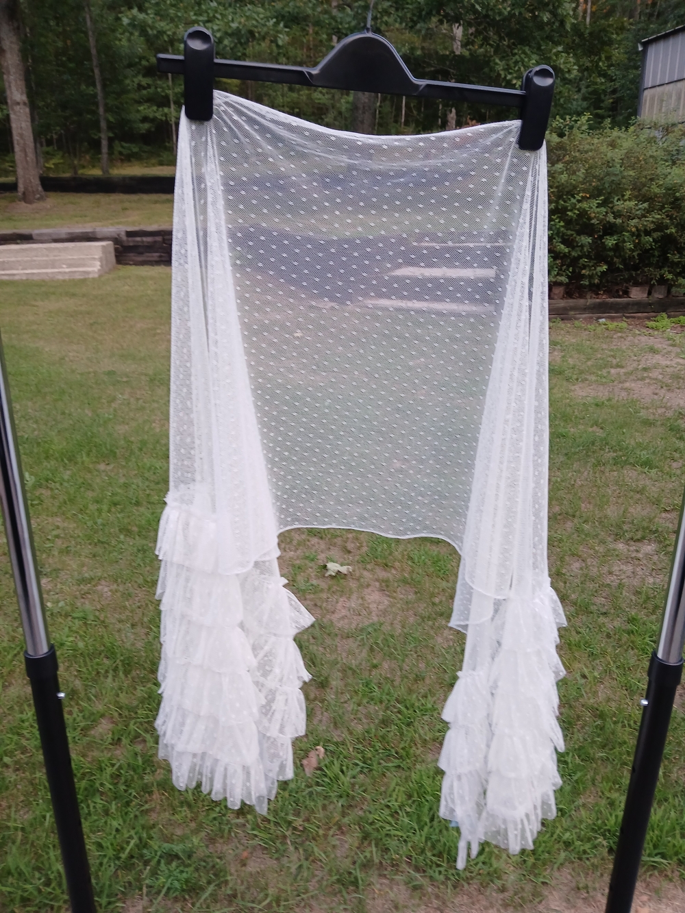Betsey Johnson White Sheer Ruffled Dot Wrap Scarf